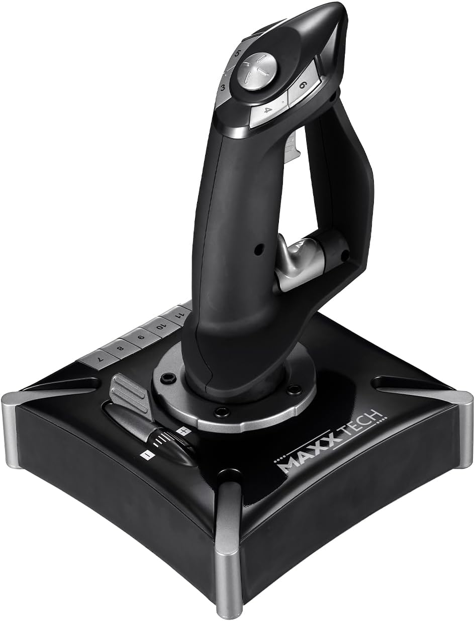 MAXX TECH HOTAS Pro Flight Combo Kit für PC, Xbox & PS4, Joystick - 8-Wege-HAT-Schalter, Schnellfeuer-Auslöser, Dreh-Ruder-Steuerung & Schiebeachse