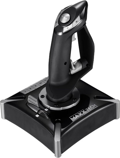 MAXX TECH HOTAS Pro Flight Combo Kit für PC, Xbox & PS4, Joystick - 8-Wege-HAT-Schalter, Schnellfeuer-Auslöser, Dreh-Ruder-Steuerung & Schiebeachse