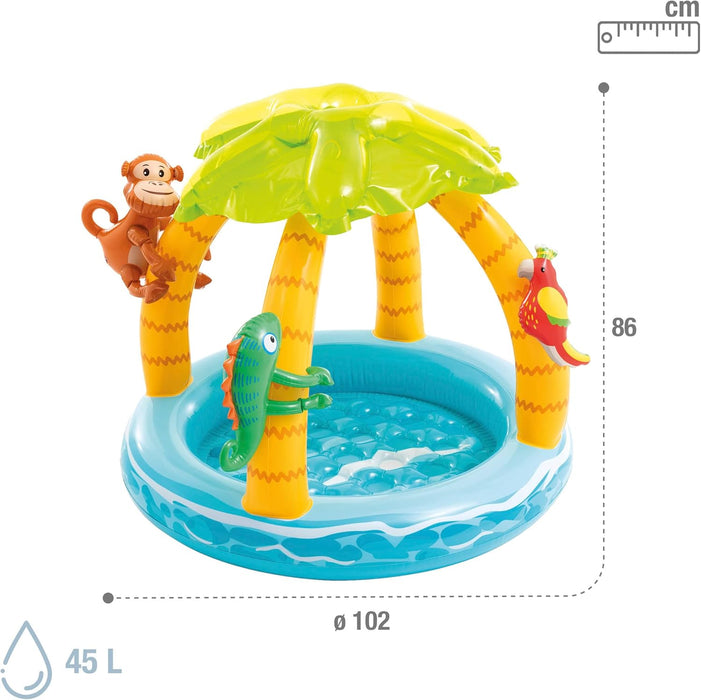 Intex Tropical Inflatable Pool With Awning Padded Soil And Inflatable Animals 102 Cm One Size