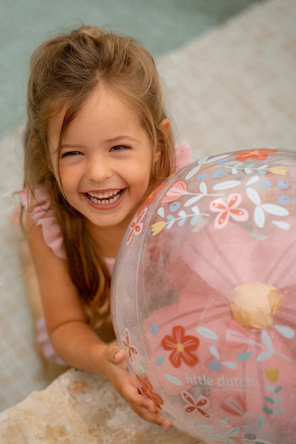 Little Dutch 2014448 Inflatable Beach Ball Pink Flowers