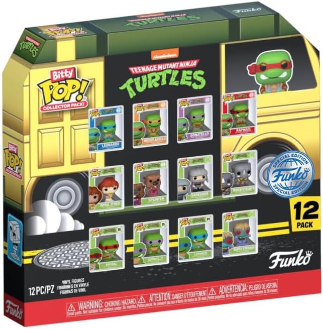 Funko Bitty Pop! Teenage Mutant Ninja Turtles (TMNT) - 12pc Multipack - 0.9 Inch (2.2 Cm) - Teenage Mutant Ninja Turtles Retro/Classicda Collezione - Ripiano Espositivo Impilabile Incluso