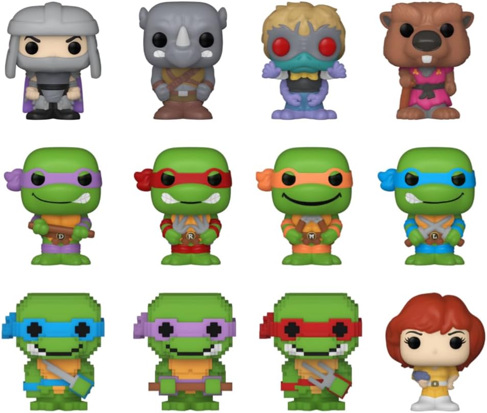 Funko Bitty Pop! Teenage Mutant Ninja Turtles (TMNT) - 12pc Multipack - 0.9 Inch (2.2 Cm) - Teenage Mutant Ninja Turtles Retro/Classicda Collezione - Ripiano Espositivo Impilabile Incluso