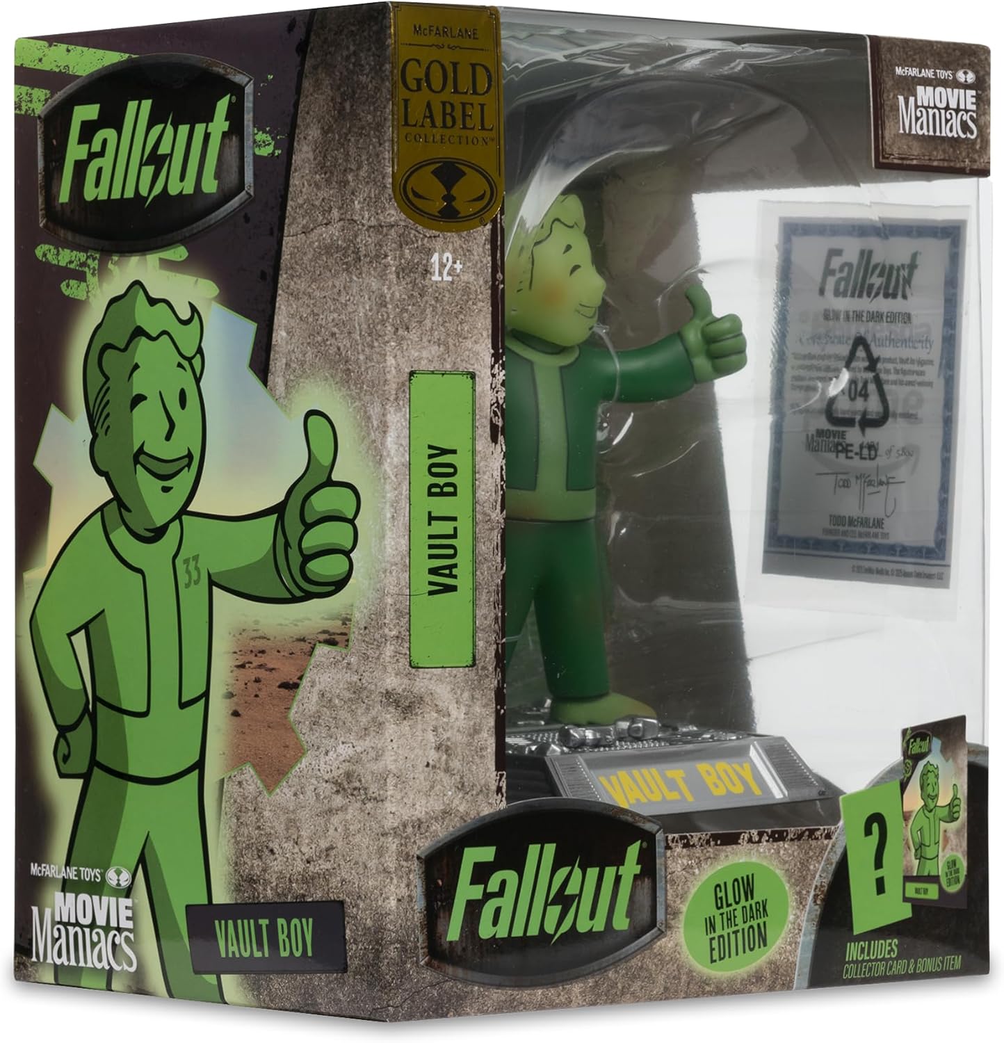 McFarlane Fallout Vault Boy Glow in The Dark Edition Gold Label 5in Posed Figure Toys