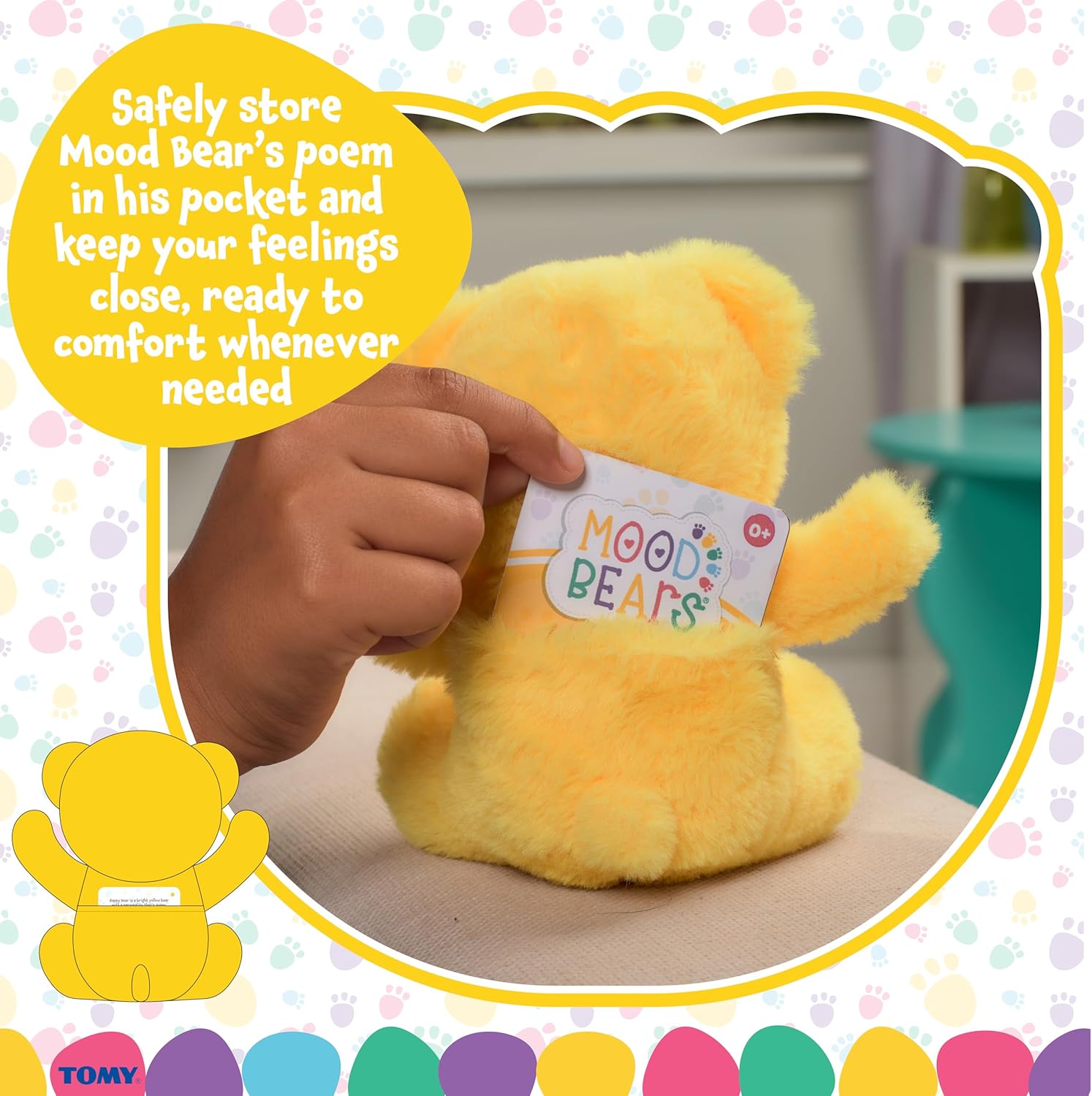 Mood Bears® Happy Bear (Mini) – Soft Yellow Teddy Bear for Kids & Adults, Cute Plush Toy for Birthday, Love & Positivity