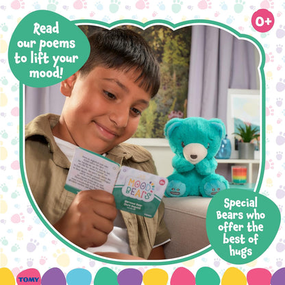 Mood Bears® Nervous Bear (Mini) – Teal Teddy Bear for Kids & Adults, Emotional Support Plush for Overcoming Worries & Building Confidence