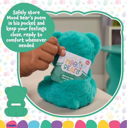 Mood Bears® Nervous Bear (Mini) – Teal Teddy Bear for Kids & Adults, Emotional Support Plush for Overcoming Worries & Building Confidence