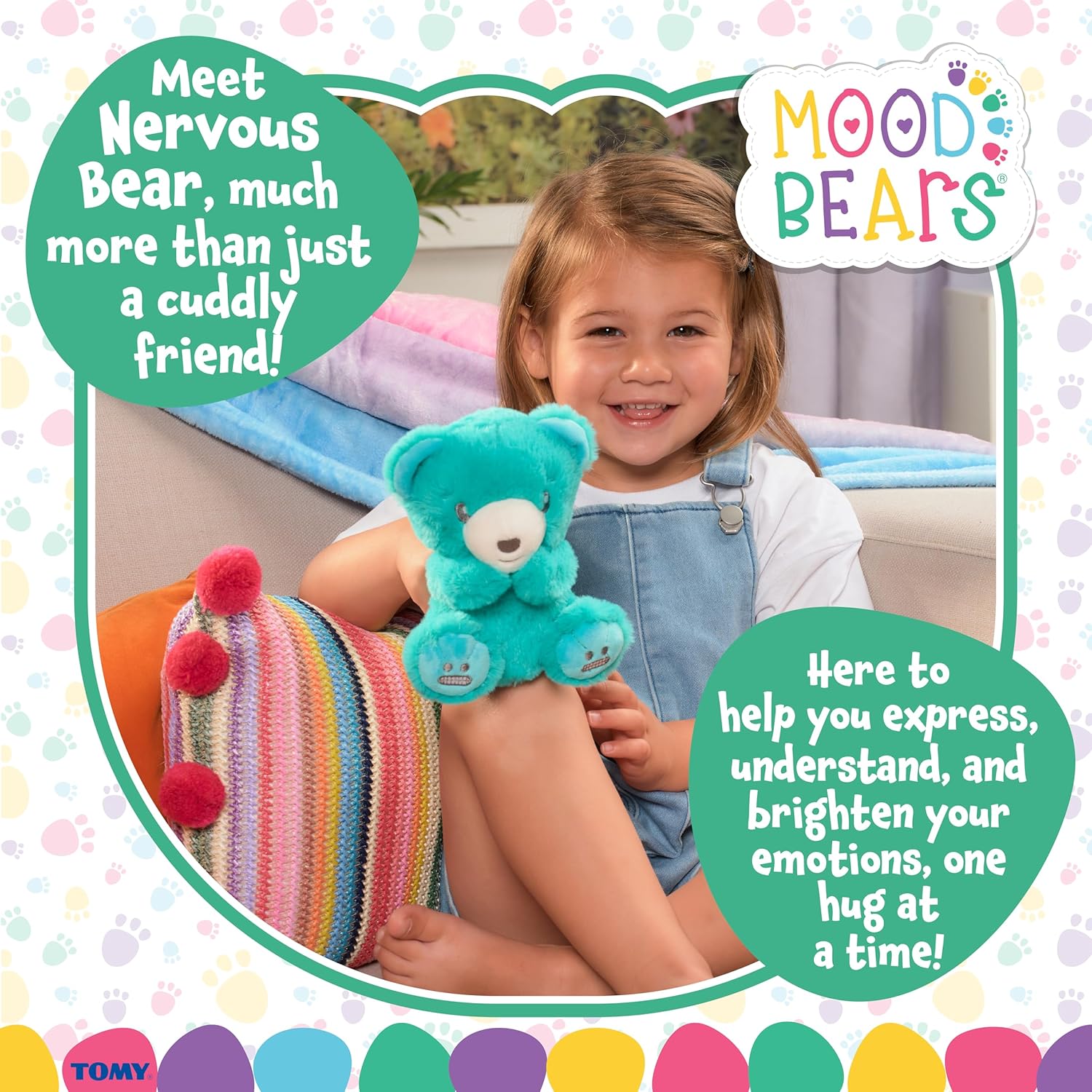 Mood Bears® Nervous Bear (Mini) – Teal Teddy Bear for Kids & Adults, Emotional Support Plush for Overcoming Worries & Building Confidence