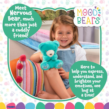 Mood Bears® Nervous Bear (Mini) – Teal Teddy Bear for Kids & Adults, Emotional Support Plush for Overcoming Worries & Building Confidence
