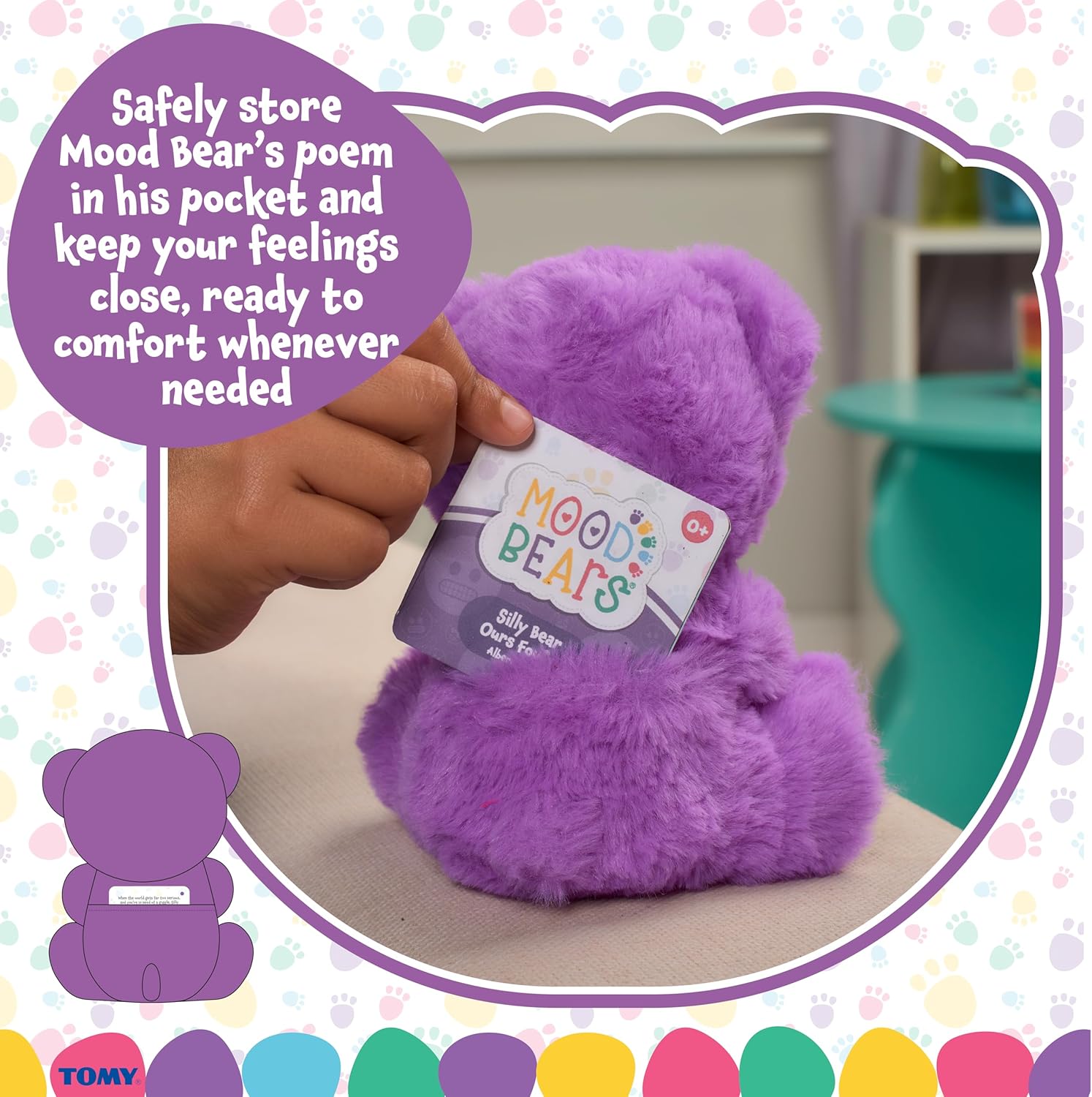 Mood Bears® Silly Bear (Mini) – Purple Teddy Bear for Kids & Adults, Emotional Support Plush for Lightening Moods & Sharing Laughter