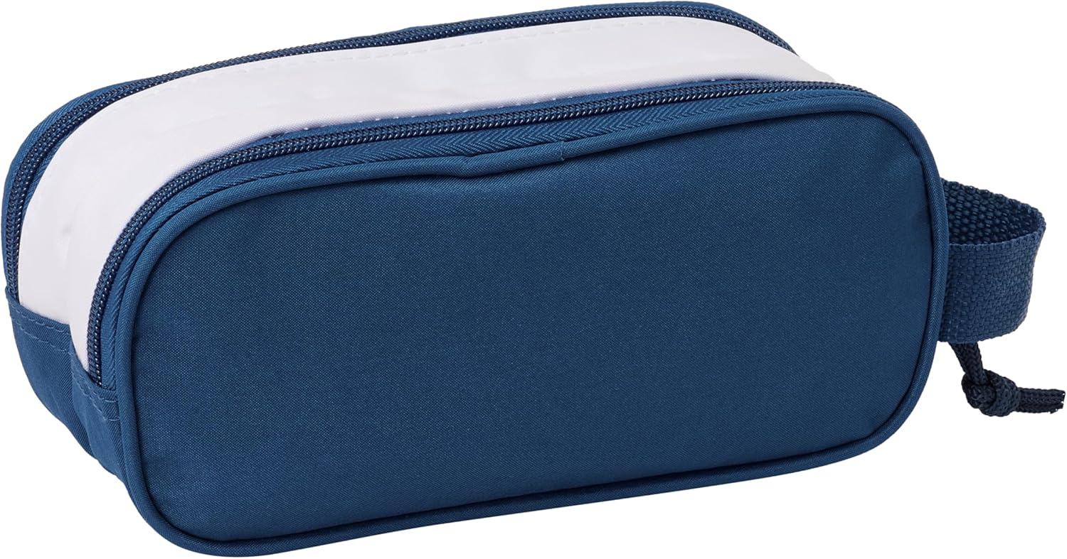 Safta Real Madrid 3D – Double 3D Pencil Case, Children's Pencil Case, Ideal for School Ages, Comfortable and Versatile, Quality and Resistance, 21 x 6 x 8 cm, Black/White, M, Casual