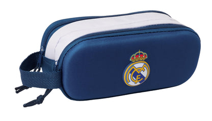 Safta Real Madrid 3D – Double 3D Pencil Case, Children's Pencil Case, Ideal for School Ages, Comfortable and Versatile, Quality and Resistance, 21 x 6 x 8 cm, Black/White, M, Casual