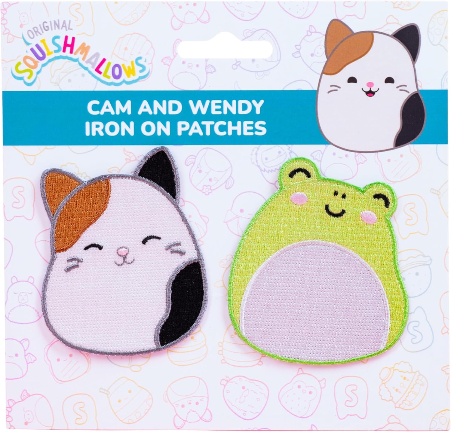 Squishmallows Iron on Patches Cam The Cat & Wendy The Frog. Cute Patches Perfect for customising Clothing & Bags. Kawaii Patches.