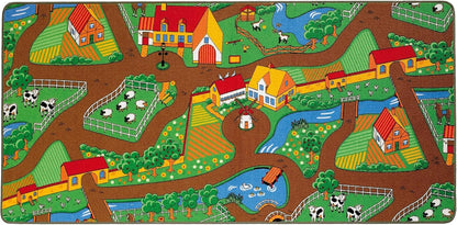 Moni Paradiso 02918 Tappeto Giocattolo, Reversibile, Mondo agricolo e Urbano, 67 x 100 cm