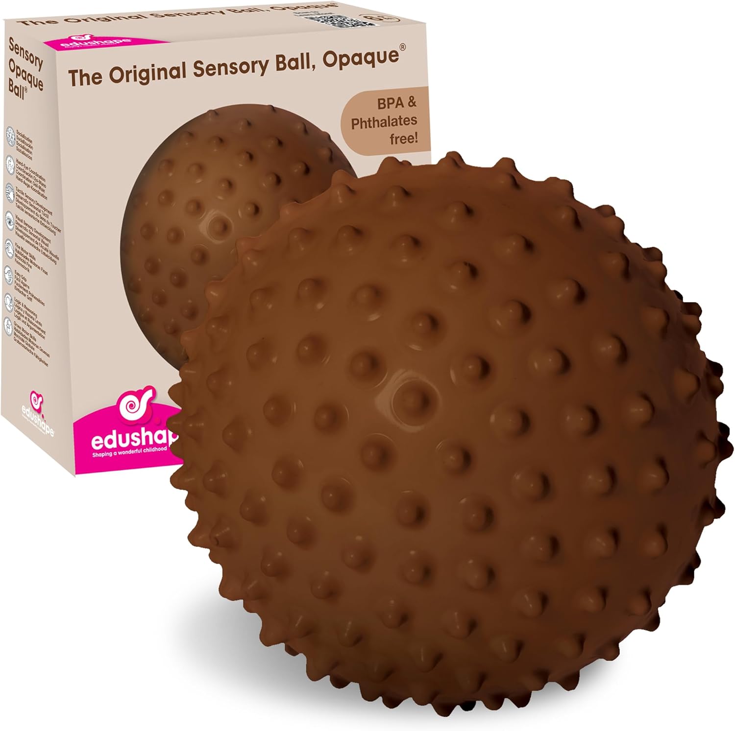 Edushape Originele sensorische bal - 17,8 cm babybal voor de ontwikkeling van grove motorische vaardigheden bij kinderen vanaf 6 maanden - levendig, kleurrijk en uniek