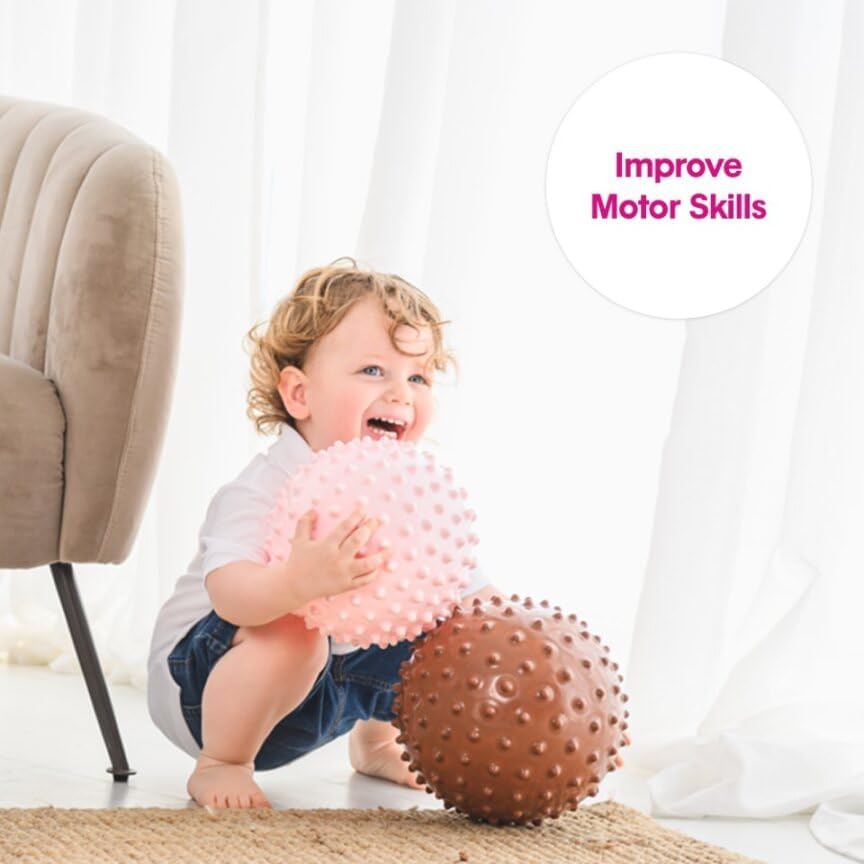 Edushape Originele sensorische bal - 17,8 cm babybal voor de ontwikkeling van grove motorische vaardigheden bij kinderen vanaf 6 maanden - levendig, kleurrijk en uniek
