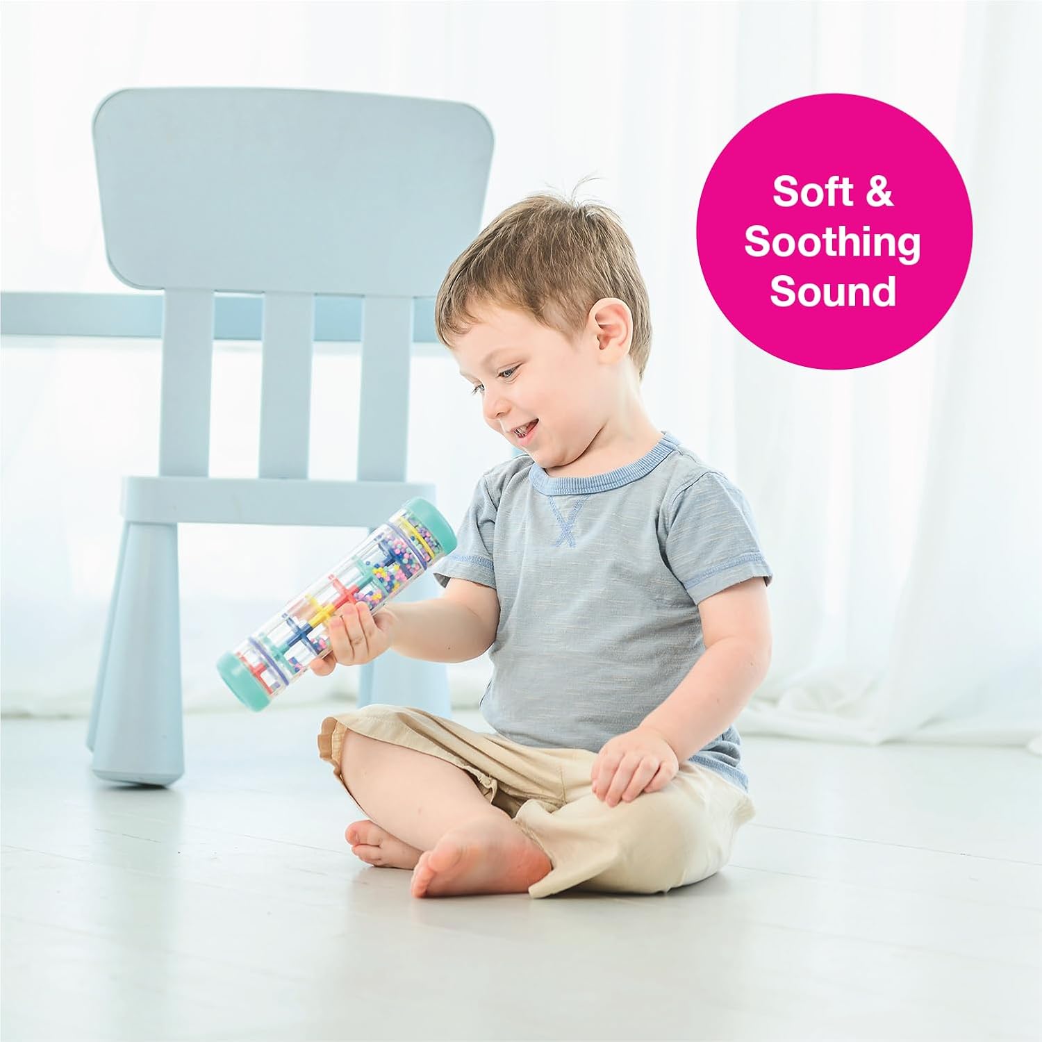 Edushape - Barra antipioggia da 20,3 cm, giocattolo per bambini, tubi sensoriali, strumenti musicali, giocattolo per la pioggia per bambini per lenire i suoni della pioggia, giocattoli perfetti per il