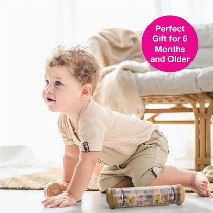Edushape Regenstang, 20,3 cm, boho-stijl, elegant, voor baby's, sensorische buizen, muziekinstrumenten, regenspeelgoed voor baby's om regengeluiden te kalmeren, speelgoed