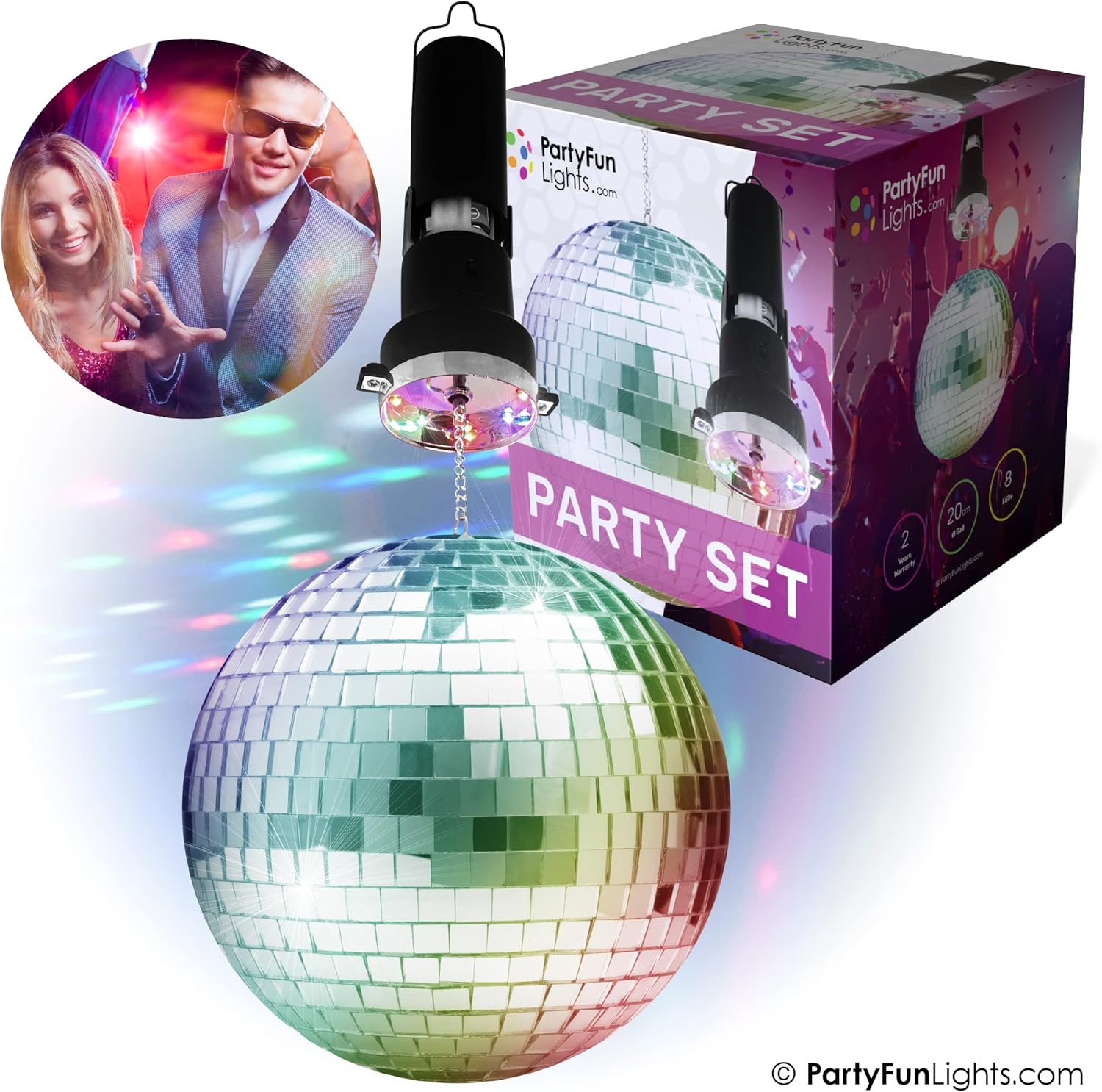 Party Fun Lights - Rotating Mirror Ball With Led And Motor (605209)