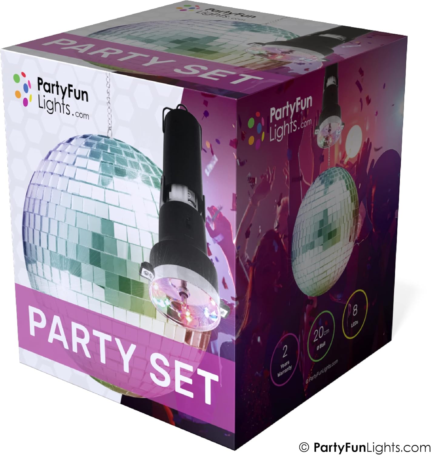 Party Fun Lights - Rotating Mirror Ball With Led And Motor (605209)
