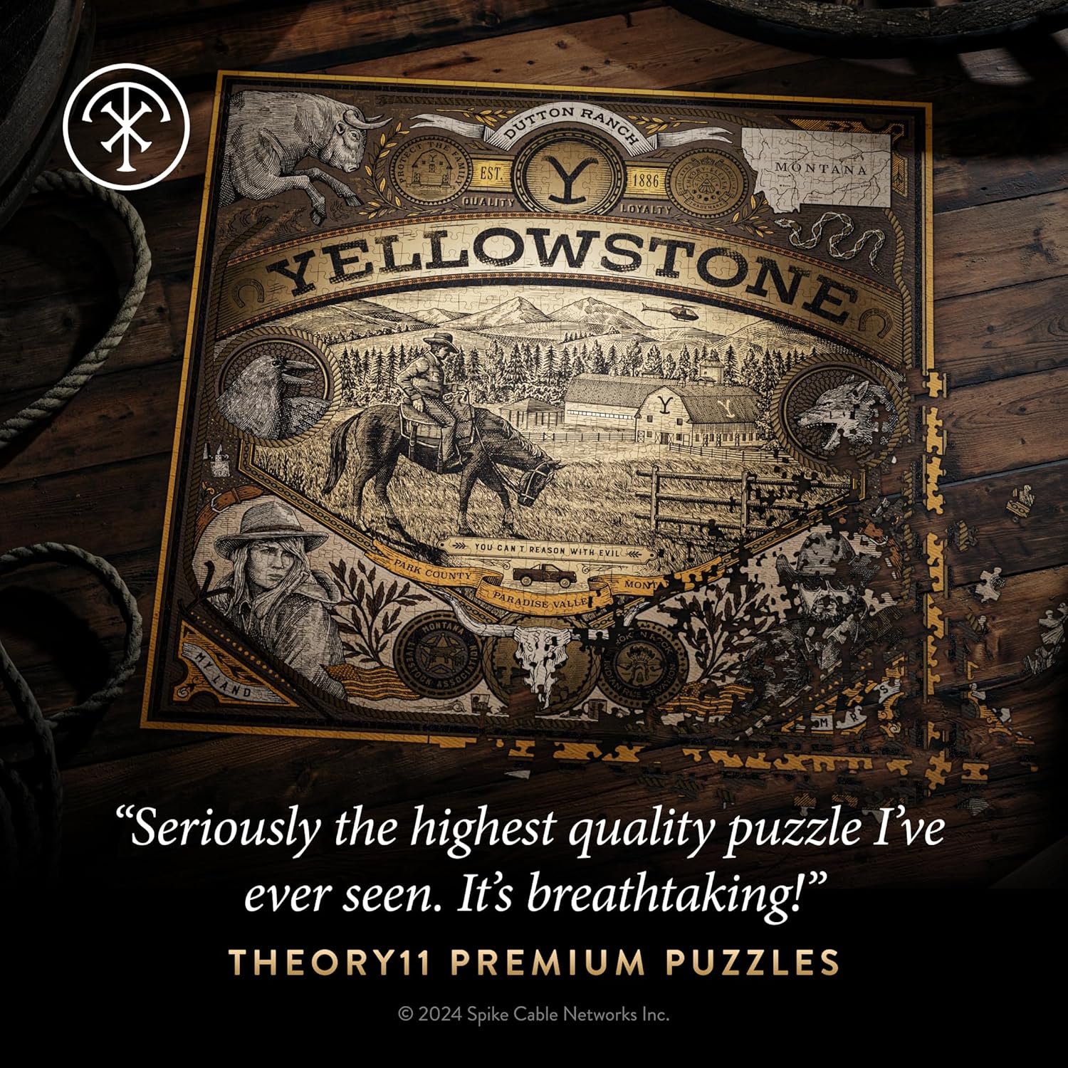 theory11 Yellowstone Puzzle – 1.000 Teile Puzzle – Offiziell lizenzierte Yellowstone Merchandise & Sammlerstücke – präzise Passform und Premium-Qualität – Zwischenpuzzle