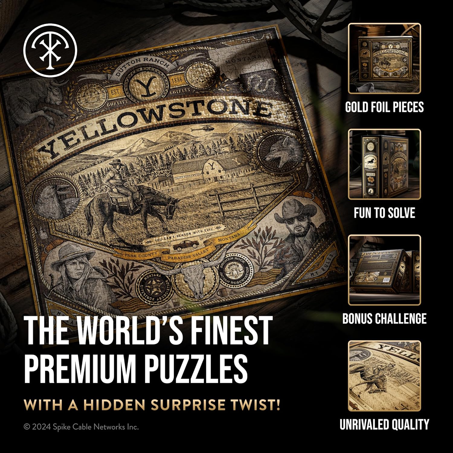 theory11 Yellowstone Puzzle – 1.000 Teile Puzzle – Offiziell lizenzierte Yellowstone Merchandise & Sammlerstücke – präzise Passform und Premium-Qualität – Zwischenpuzzle