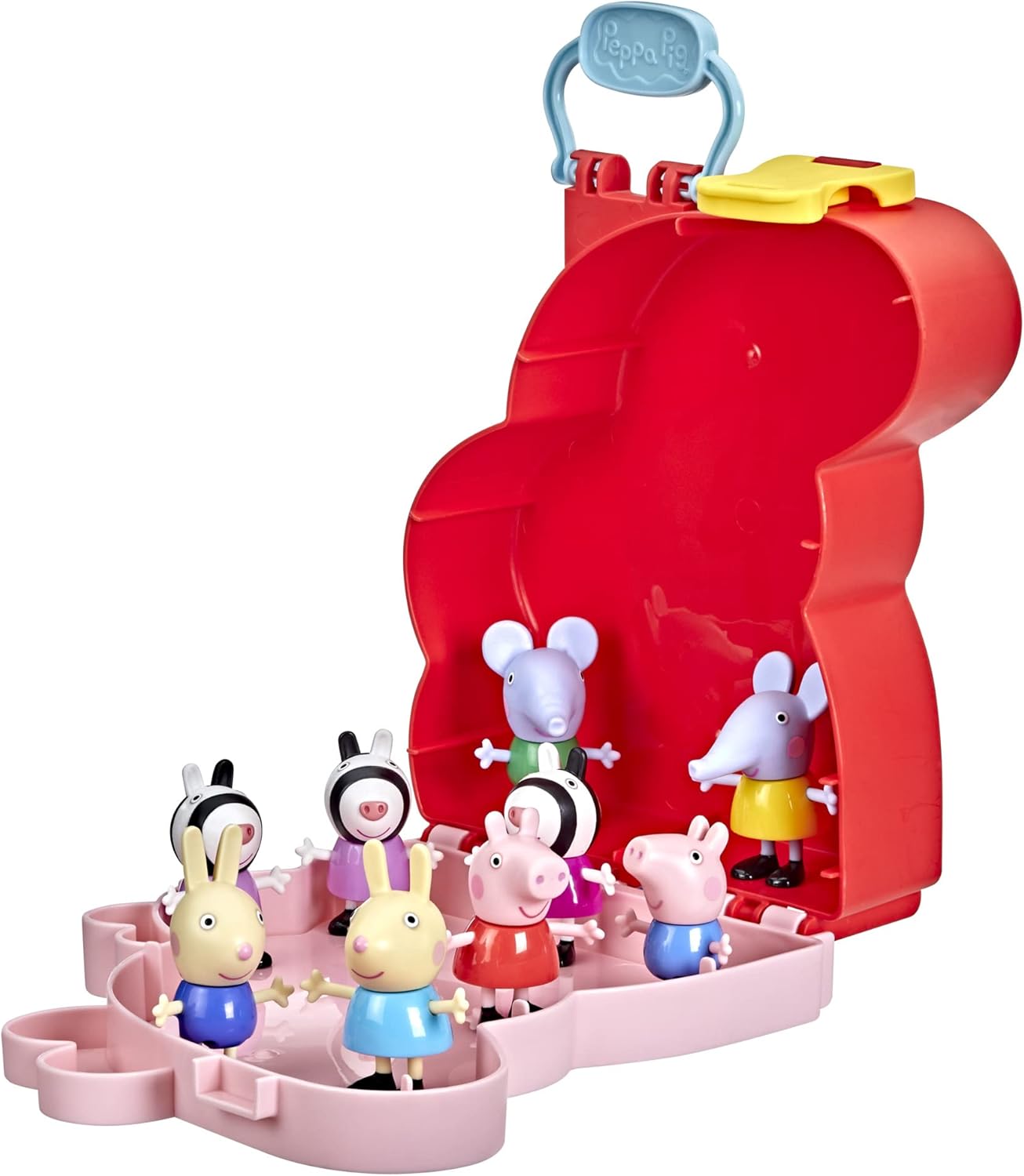 Peppa Pig Peppa's Adventures Mallette Peppa, George et leurs amis, jouet préscolaire, 9 figurines avec les soeurs Zebra