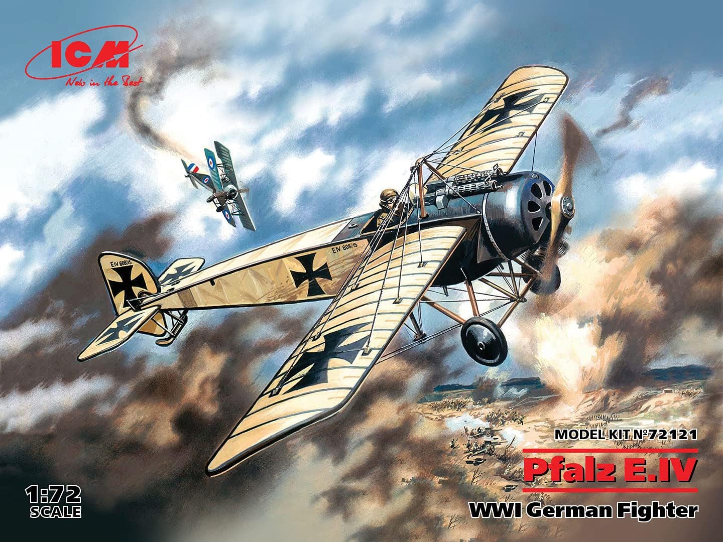 ICM- 1:72-Pfalz E.IV, WWI German Fighter Kit de Modelo, Standart (ICM72121