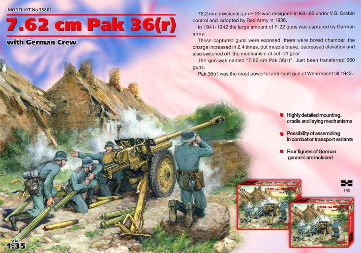 ICM 1:35-7,62 cm Pak 36(r) with German Crew (4 figures