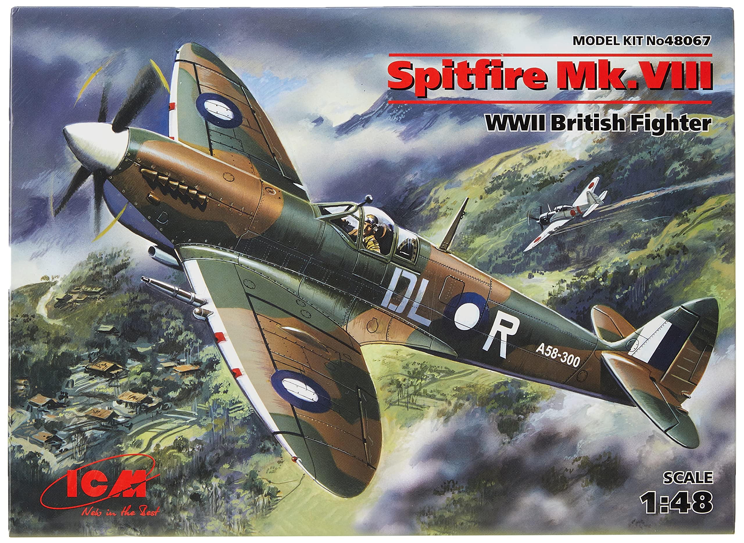 ICM ICM48067 1:48-Spitfire Mk.VIII, WWII British Fighter, 19.1 x 23.4 x 6.4 centimetres