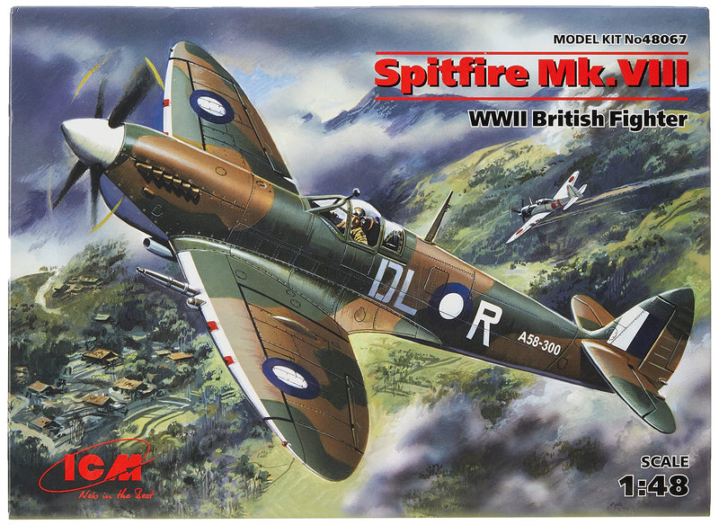 ICM ICM48067 1:48-Spitfire Mk.VIII, WWII British Fighter, 19.1 x 23.4 x 6.4 centimetres