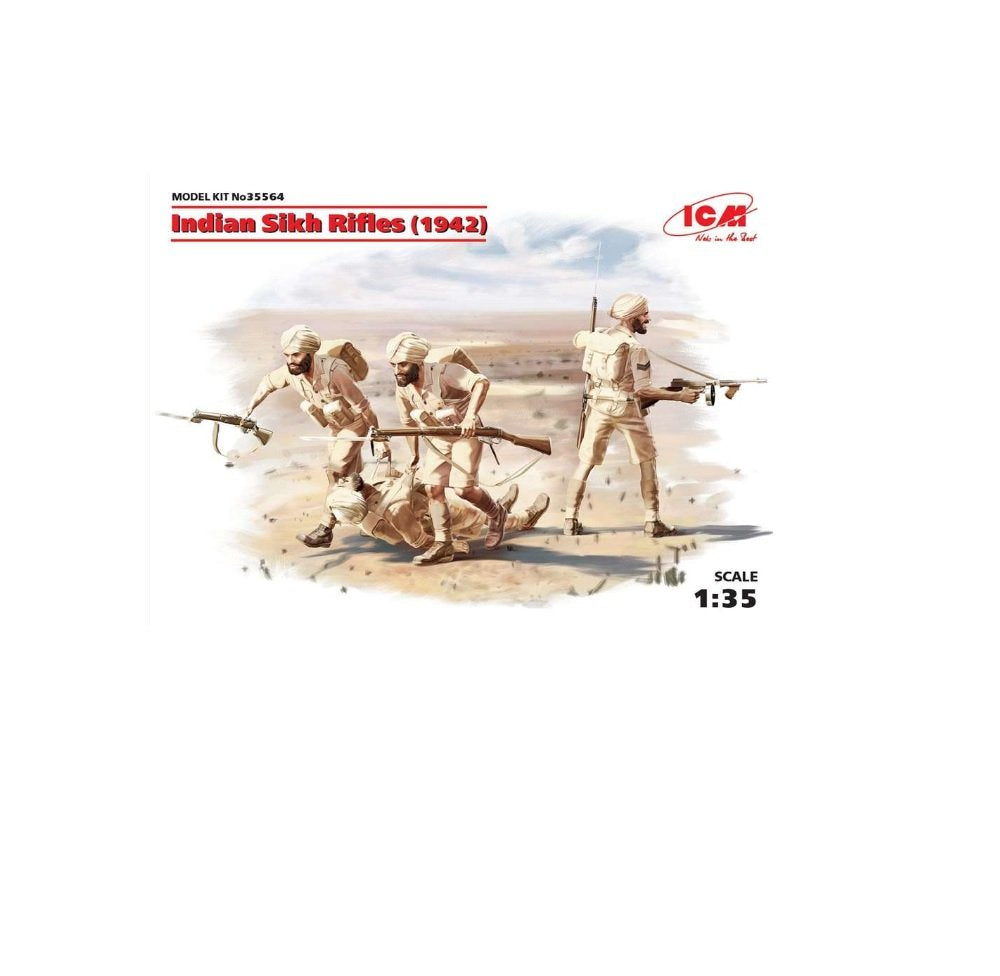 ICM ICM35564 1:35-Indian Sikh Rifles (1944) 4 Figs, black