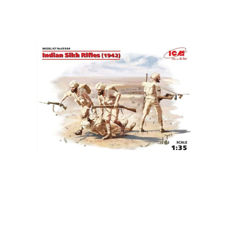 ICM ICM35564 1:35-Indian Sikh Rifles (1944) 4 Figs, black