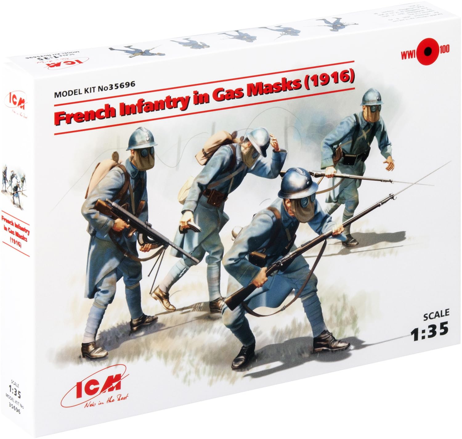 ICM 1:35 - French Infantry in Gas Masks (1918) 4 Figs