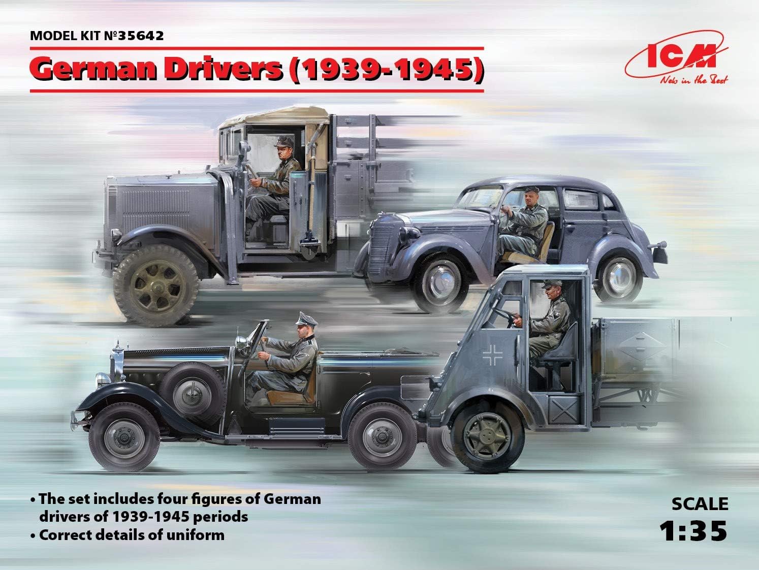 ICM 35642 German Drivers (1939-1945) (4 Figuras, Gris