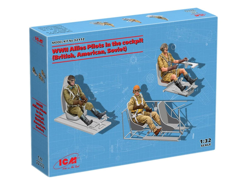 ICM 1:32 - WWII Allies Pilots in The Cockpit (GB, US, RU