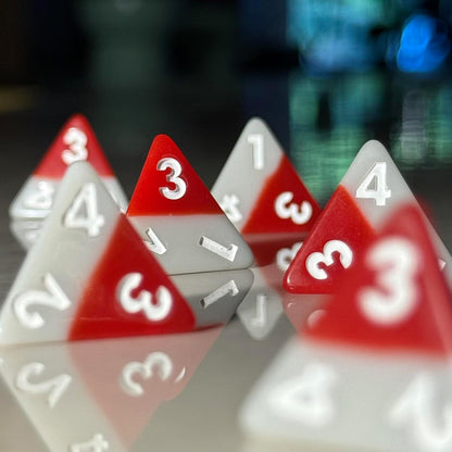 Modiphius Entertainment: Triangle Agency Dice Set (6d4) - 6 Piece, Red & Grey Resin Pyramid Die, Expansion RPG Accessory Pack, Roleplaying Game