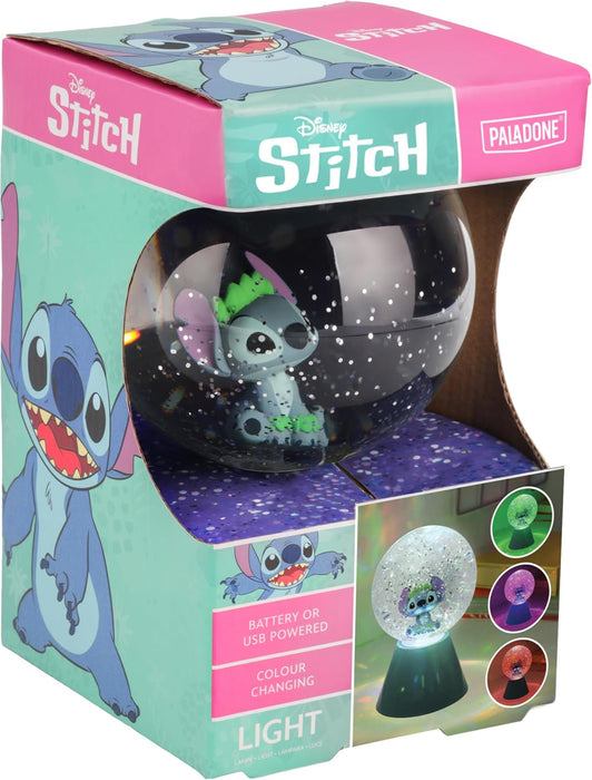 Paladone Disney Lilo & Stitch LED Glitter Ball, Officially Licensed Gift, Colour Changing Light-Up Snow Globe for Kids, Teens, Adults, Compact Design