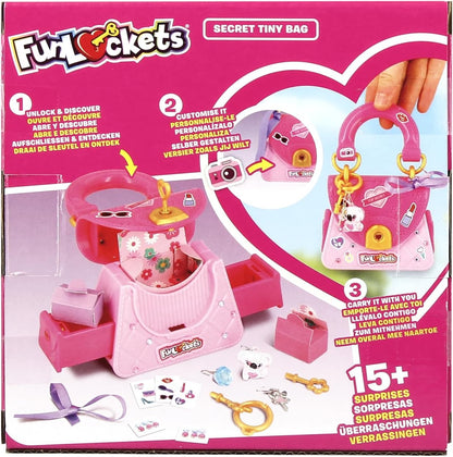 FUNLOCKETS - My Mini Secret Bag - Mini Bag - Personalised & Creative Takeaway - Find the Keys & Discover the Secrets - More Than 15 Surprises Inside Toy for
