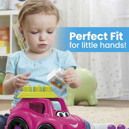 MEGA BLOKS First Builders Toddler Building Blocks Toy Set, Catie Convertible with 6 Pieces and Storage, 1 Figure, Pink, Ages 1+ Years