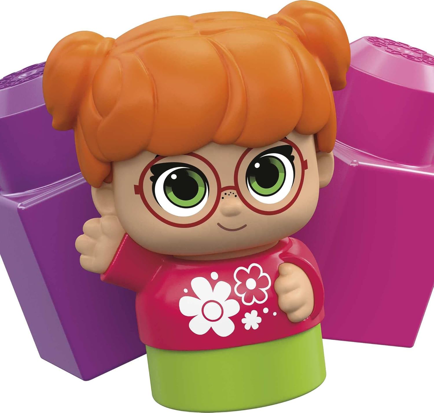 MEGA BLOKS First Builders Toddler Building Blocks Toy Set, Catie Convertible with 6 Pieces and Storage, 1 Figure, Pink, Ages 1+ Years