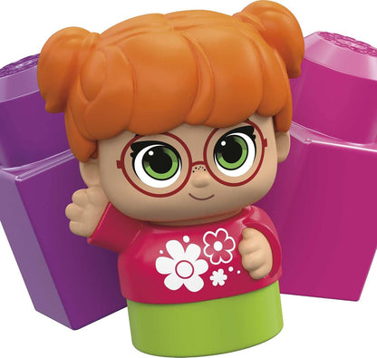MEGA BLOKS First Builders Toddler Building Blocks Toy Set, Catie Convertible with 6 Pieces and Storage, 1 Figure, Pink, Ages 1+ Years