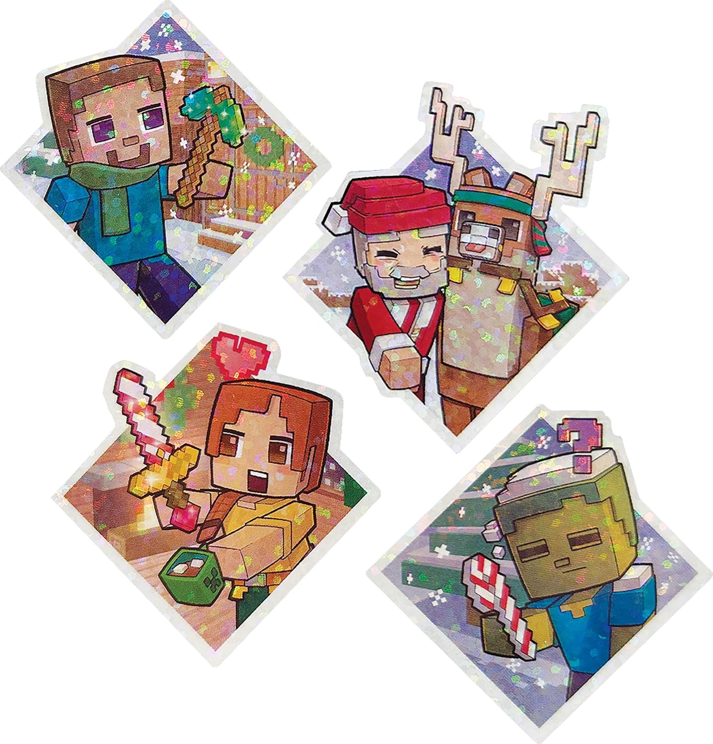 Mattel Minecraft Advent Calendar, 3 3.25-in Scale Action Figures including Santa, 17 Accessories & 4 Stickers, Pixelated Design, HXM86
