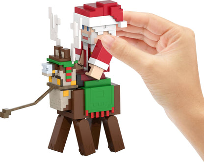 Mattel Minecraft Advent Calendar, 3 3.25-in Scale Action Figures including Santa, 17 Accessories & 4 Stickers, Pixelated Design, HXM86