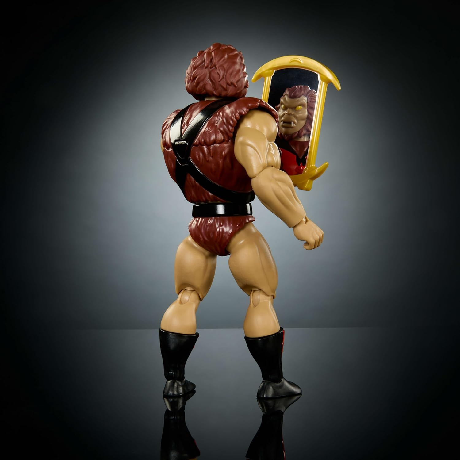 Masters of the Universe Origins Action Figure Cartoon Collection Grizzlor, 5.5-inch 1980s MOTU TV Hairy Villain, Detailed Design & Mirror Accessory, JBM90
