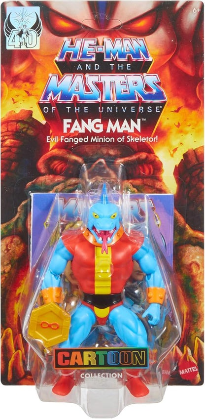 Masters of the Universe Origins Action Figure Cartoon Collection Fang Man, 5.5-inch 1980s MOTU TV Fanged Villain, Detailed Design & Accessory, JBM91