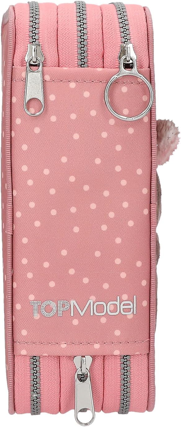 Topmodel - Topmodel Triple Pencil Case Juicy - Dusky Pink With Orange Dots (413323)