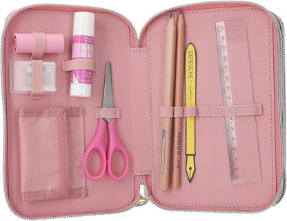 Topmodel - Topmodel Triple Pencil Case Juicy - Dusky Pink With Orange Dots (413323)