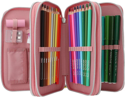 Topmodel - Topmodel Triple Pencil Case Juicy - Dusky Pink With Orange Dots (413323)