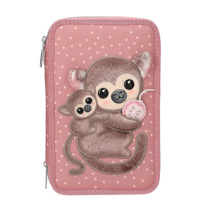 Topmodel - Topmodel Triple Pencil Case Juicy - Dusky Pink With Orange Dots (413323)