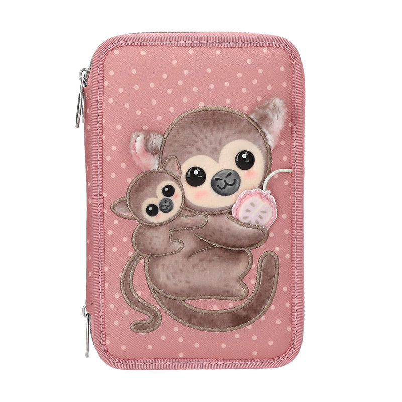 Topmodel - Topmodel Triple Pencil Case Juicy - Dusky Pink With Orange Dots (413323)